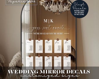 Wedding Sign Decal Your Seat Awaits , We&#39;re So Glad You&#39;re Here! Wedding Mirror Decal, Custom Wedding Vinyl Decal for Selfie Mirror - 21