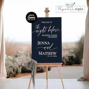 Wedding Rehearsal Welcome Sign, the Night Before Welcome Sign, Welcome Sign Wedding, Minimalist Wedding Rehearsal Signage, Rehearsal Dinner
