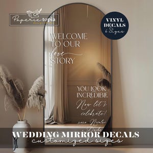 Wedding Mirror Decal Love Story, Wedding Sign Decal Mirror Lettering, Welcome Wedding Decal for Mirror, Wedding Reception Vinyl Sticker -35