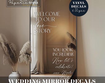 Wedding Mirror Vinyl Decal: Personalized Love Story Sign - 35