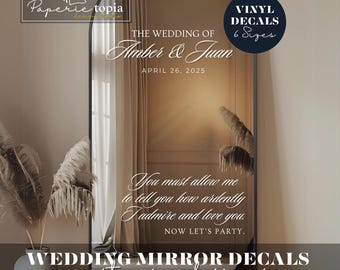 Wedding Welcome Sign Mirror Decal: Custom Vinyl Lettering