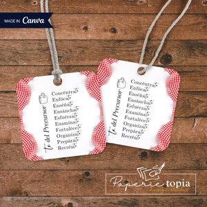 Te del Precursor Tag para Regalos, Etiqueta de diseño Gingham imprimible, Tema de picnic JW Pioneer Tea Spanish, Etiqueta de regalo JW Pioneer, Etiqueta JW Precursor