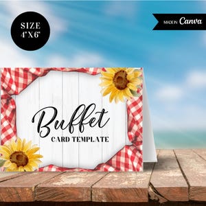 Carte de buffet sur le thème Escuela Precursores, modèle de cartes de table sur le thème des aliments Vichy, JW Reunion de Precursores Tarjetas de Comida Buffet