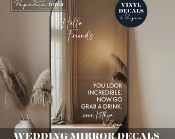 Wedding Mirror Vinyl Decal, Custom Welcome Sign - 40