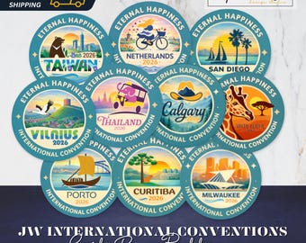 2026 Eternal Happiness International Convention Pins (1.25”) | JW Gift Buttons | Multi-City Collection