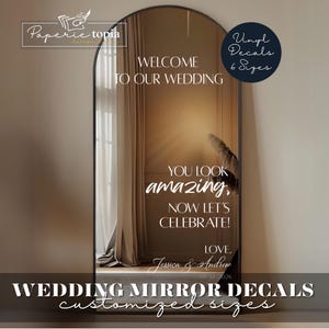 Wedding Mirror Decal You Look Amazing, Wedding Let&#39;s Celebrate Mirror Lettering, Welcome Wedding Decal for Mirror, Welcome to our Wedding-58