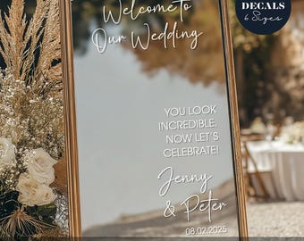 Wedding Mirror Decal – Personalized Welcome Sign Vinyl Lettering -57