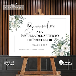 Señal de bienvenida de Escuela Precursores, Señal de bienvenida de JW Pioneer School Personalizable, Imprimible Bienvenidos Reunión de Precursores Plantilla Canva