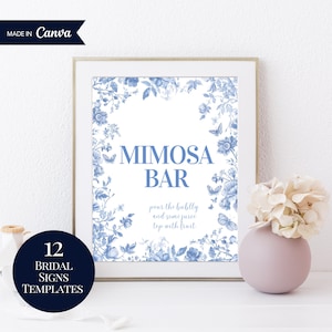 Toile de Jouy Bridal Shower Signs: French Blue Floral Decor (Digital Download)