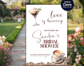 Coffee Bridal Shower Welcome Sign: Customizable Canva Template (24x36")