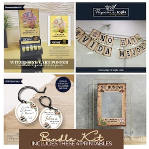 JW Pioneer Party Bundle Printables, JW Pioneer Photo Frame Spanish, Precursores Gift Tags, Western Banner Lettering, Witnessing Cart Poster