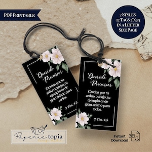 Etiqueta de regalo JW Escuela de Precursor PDF Páginas imprimibles, Etiqueta de regalo JW Pioneer Diseño de flores en blanco y negro en español, Etiquetas de regalo Querido Precursor