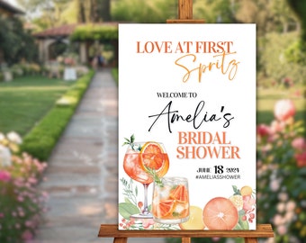 Aperol Spritz Bridal Shower Welcome Sign: Customizable Canva Template (Digital Download)