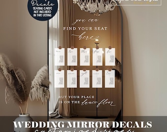 Custom Wedding Mirror Decal: Find Your Seat Vinyl Sign