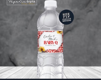 Baby-Q Wasserflasche Etikett Vorlage: Anpassbares Canva Design (Digitaler Download)