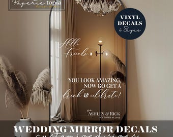 Custom Wedding Mirror Decal: Elegant Vinyl Lettering