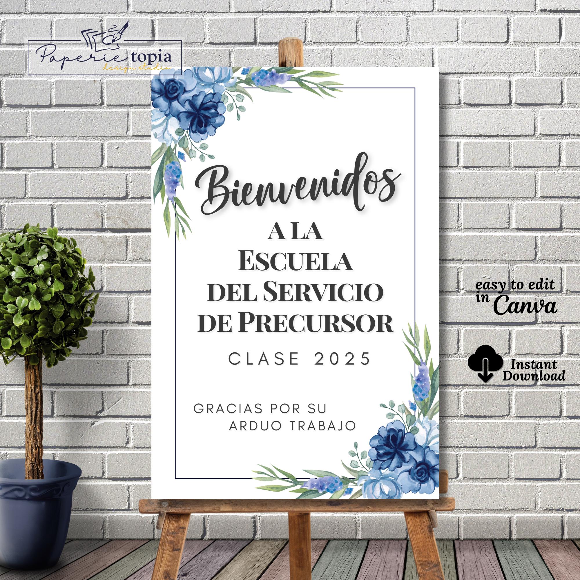 Escuela De Precursores Welcome Sign: Blue Floral Customizable Template ...