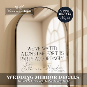 Wedding Mirror Decal Party Accordingly, Wedding Sign Decal Mirror Lettering, Wedding Decal for Mirror, Wedding Reception Vinyl Sticker - 33