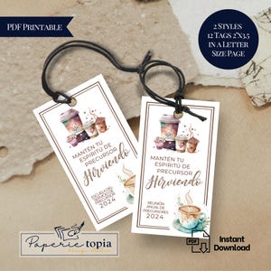 Etiqueta de regalo JW Reunion Precursor imprimible, Manten tu Espiritu Hirviendo JW Escuela de Precursor Etiqueta de regalo en español, Etiquetas de regalo JW Pioneer Coffee