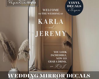 Custom Wedding Mirror Decal: Elegant Welcome Sign Vinyl Lettering