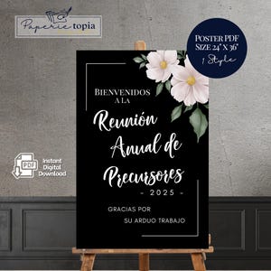 Cartel de bienvenida a la Reunión de Pioneros de España: Póster floral (PDF descargable)