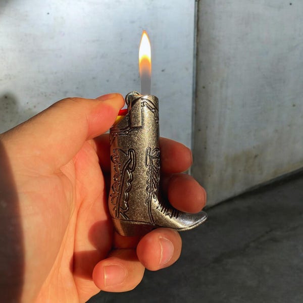 Vintage Lighter Case BIC Sleeve Western Boot Lighter Collectors Gift for Smoker