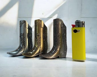Cowboy Boot Lighter Case Vintage Western BIC Cowboy Lighter Gift for Smoker