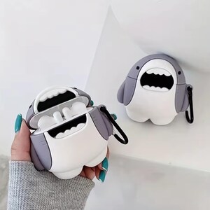 Cute Shark AirPods 4 Case, 3D Cartoon Silicone AirPods Cover with Clip, Funny Kawaii AirPods Case for Girls & Boys, Animal Earbuds Protector