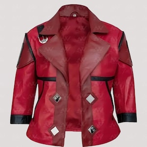 Arcane Vi Cosplay Jacket: Red Leather League-Inspired Biker Outfit
