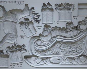 Santa's Sleigh 6x10 IOD Mould by Iron Orchid Designs (Retired!)