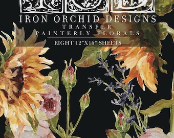 Painterly Florals IOD Transfer 12x16 Pad by Iron Orchid Designs