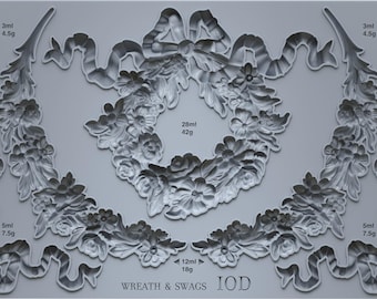 Wreath & Swags 6x10 IOD Mould by Iron Orchid Designs
