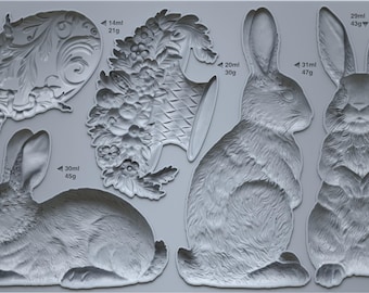 Les Lapins 6x10 IOD Mould by Iron Orchid Designs