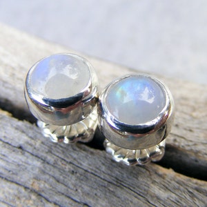 Moonstone Stud Earrings,  Rainbow Moonstone Earrings, Post Earrings, Moonstone Jewelry