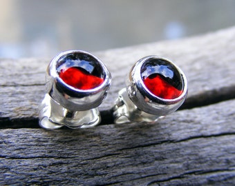 Red Garnet Stud Post Sterling Silver Earrings,  Rhodolite Garnet Gemstone Earrings,  January Birthstone Jewelry,  Helene's Dreams