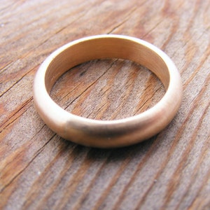 Gold Wedding Engagement Promise Ring Band,  Unisex, Comfort Fit, Half Round, Domed, Solid 14kt Gold, Handcrafted By Helene's Dreams