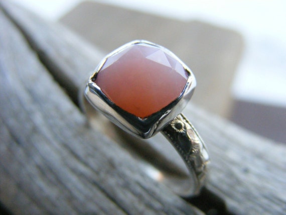 Rose Cut Pink Opal Vintage Style Silver Ring