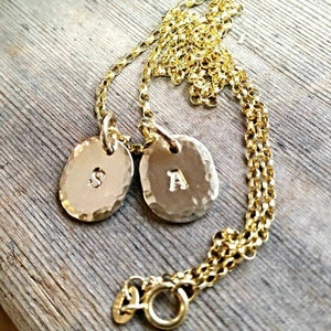 Gold Initial Personalized Oval Disc Charm Necklace, Solid 14k Gold Oval Charm, Custom Engraved Initials Or Letters, Mothers Necklace