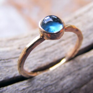 London Blue Topaz Gold Ring, December Birthstone Stacking Ring, Blue Topaz Birthstone Jewelry, 14kt Gold Or Rose Gold Option