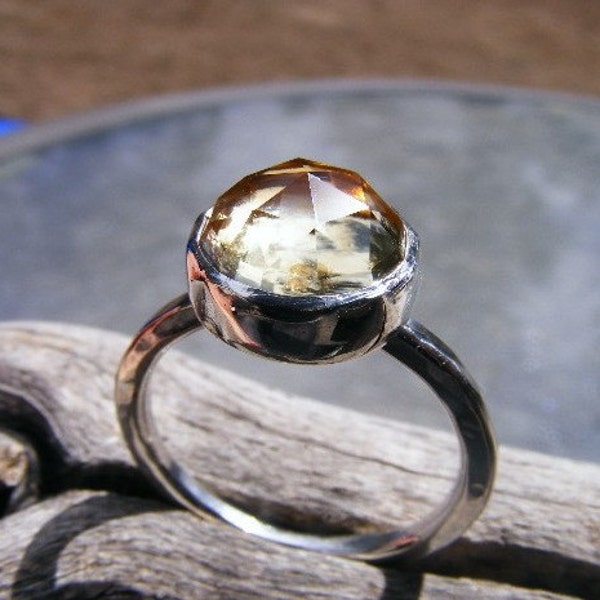 Gorgeous 10mm rose cut citrine in sterling silver setting