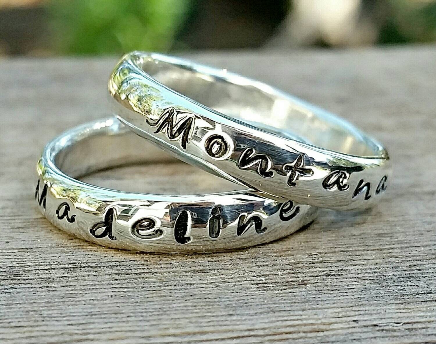 Personalized Name Stacking Ring Custom Handstamped Engraved | Etsy