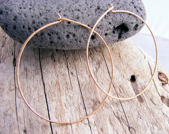 2.25 Inch Gold Tone Hoop Earrings - Simple Thin Hoops For Women, Medium Large Size, Hypoallergenic Fashion Jewelry