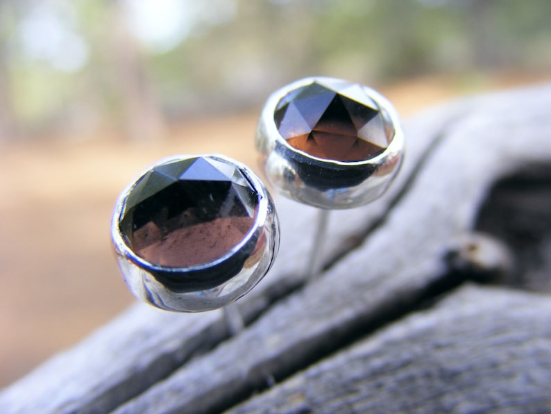 Smokey Quartz Studs Smoky Quartz Chocolate Brown Gemstone Etsy