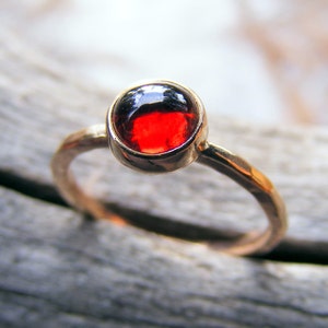 14k Gold Garnet Gemstone Stacking Ring - January Birthstone Ring - Garnet Jewelry