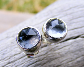 Crystal Quartz Studs, Crystal Gemstone Post Earrings, Sterling Silver, Gemstone Studs, Similar To Diamond Like Earrings,