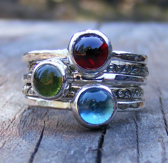 Blue Topaz/Garnet Stacking Ring Blue Topaz/Garnet Stacking Ring