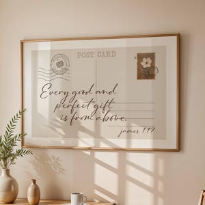 James 1:17 Wandkunst, Vintage Braun Postkarte Druck, minimalistisches christliches Poster, Bibel Vers Drucke, druckbares Retro Trendy Scripture Poster