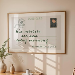 Wehklagen 3:23 Wandkunst, Vintage grüne Postkarte Druck, minimalistisches christliches Poster, Bibel Vers druckt druckbares trendiges Schrift Poster