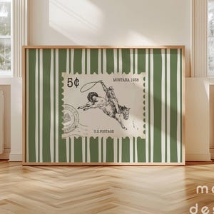 Vintage Rodeo Print: Striped Cowgirl on Horseback (Digital Download)
