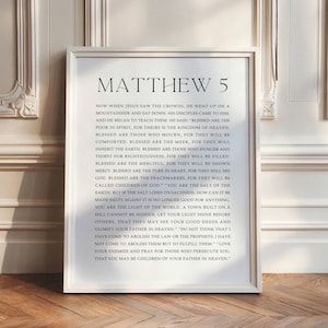 Matthew 5, Minimalist Christian Home Decor, Bible Verse Wall Art, Scripture Print, Printable Modern Art, Jesus Art Poster, Digital Download